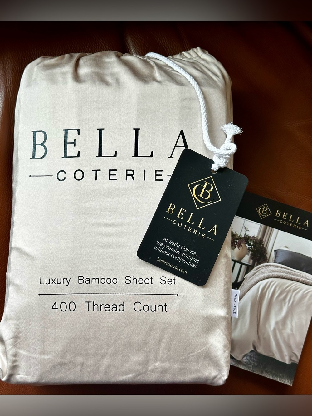 NEW in package! Bella Coterie Luxury Bamboo Split King Sheet Set. Deep pockets
